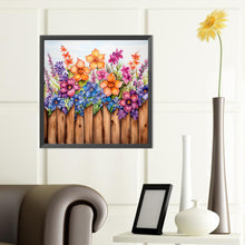 Load image into Gallery viewer, Flowers In A Wooden Fence 40*40CM(Canvas) Full Round Drill Diamond Painting
