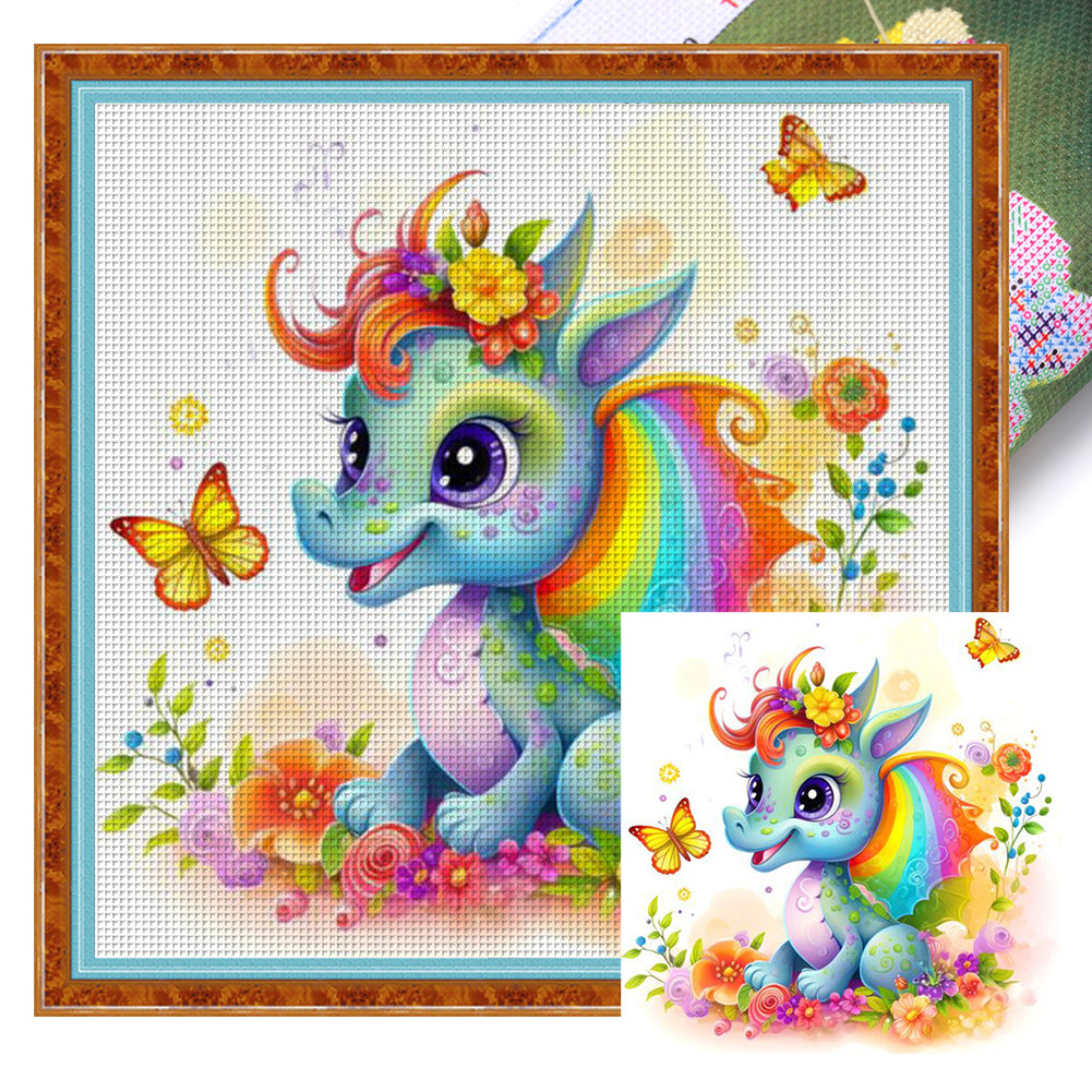 Yishu - Rainbow Dragon - 50*50CM 11CT 3 Stamped Cross Stitch