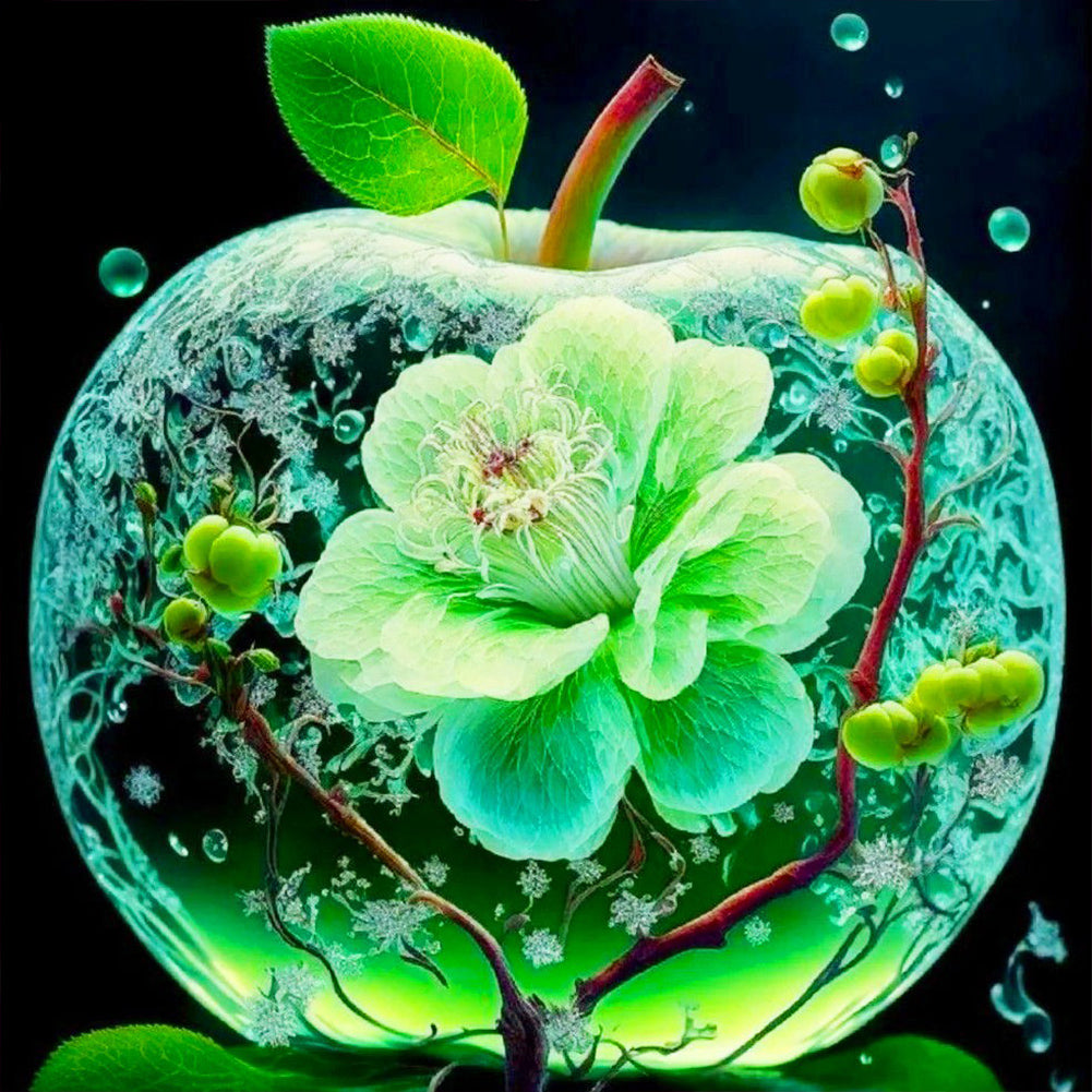 Green Crystal Apple 40*40CM(Canvas) Full Round Drill Diamond Painting