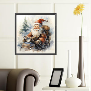 Christmas Santa Claus On A Bicycle 40*40CM(Canvas) Full Round Drill Diamond Painting