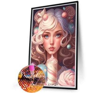 Ice Cream Girl 40*60CM(Picture) Full Round Drill Diamond Painting