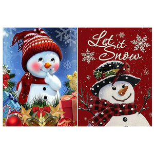 2PCS Christmas Snowman 30*40CM(Canvas) Full Round Drill Diamond Painting