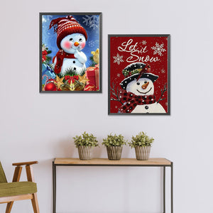 2PCS Christmas Snowman 30*40CM(Canvas) Full Round Drill Diamond Painting