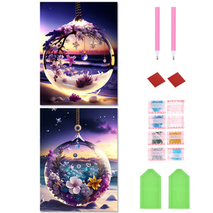 2PCS Crystal Pendant 30*40CM(Canvas) Full Round Drill Diamond Painting
