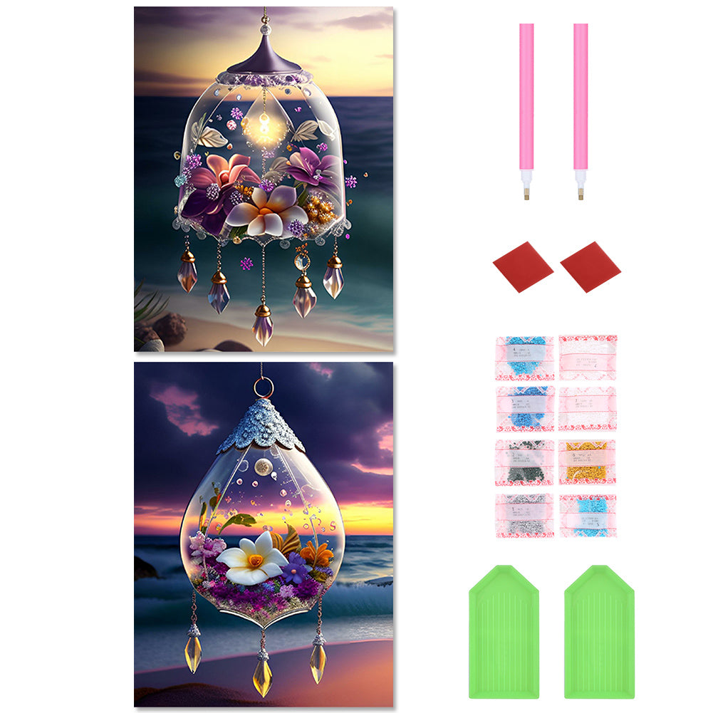 2PCS Crystal Pendant 30*40CM(Canvas) Full Round Drill Diamond Painting