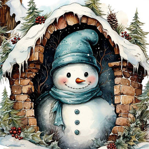 Christmas Snowman 40*40CM(Canvas) Full Round Drill Diamond Painting