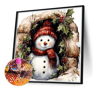 Christmas Snowman 40*40CM(Canvas) Full Round Drill Diamond Painting