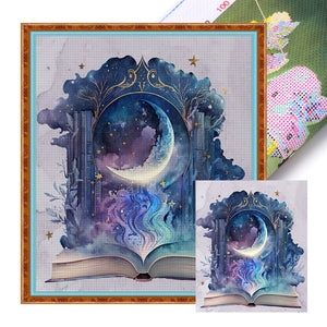 Huancan - Moon On Book - 60*65CM 11CT 3 Stamped Cross Stitch