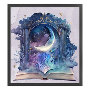 Huancan - Moon On Book - 60*65CM 11CT 3 Stamped Cross Stitch