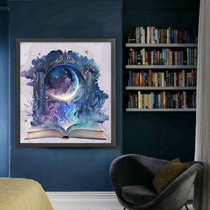 Huancan - Moon On Book - 60*65CM 11CT 3 Stamped Cross Stitch