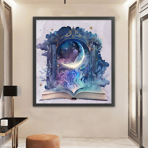 Huancan - Moon On Book - 60*65CM 11CT 3 Stamped Cross Stitch
