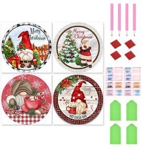 4PCS Gnome 30*30CM(Canvas) Full Round Drill Diamond Painting