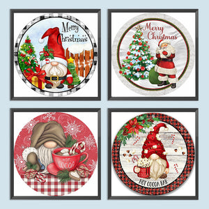 4PCS Gnome 30*30CM(Canvas) Full Round Drill Diamond Painting