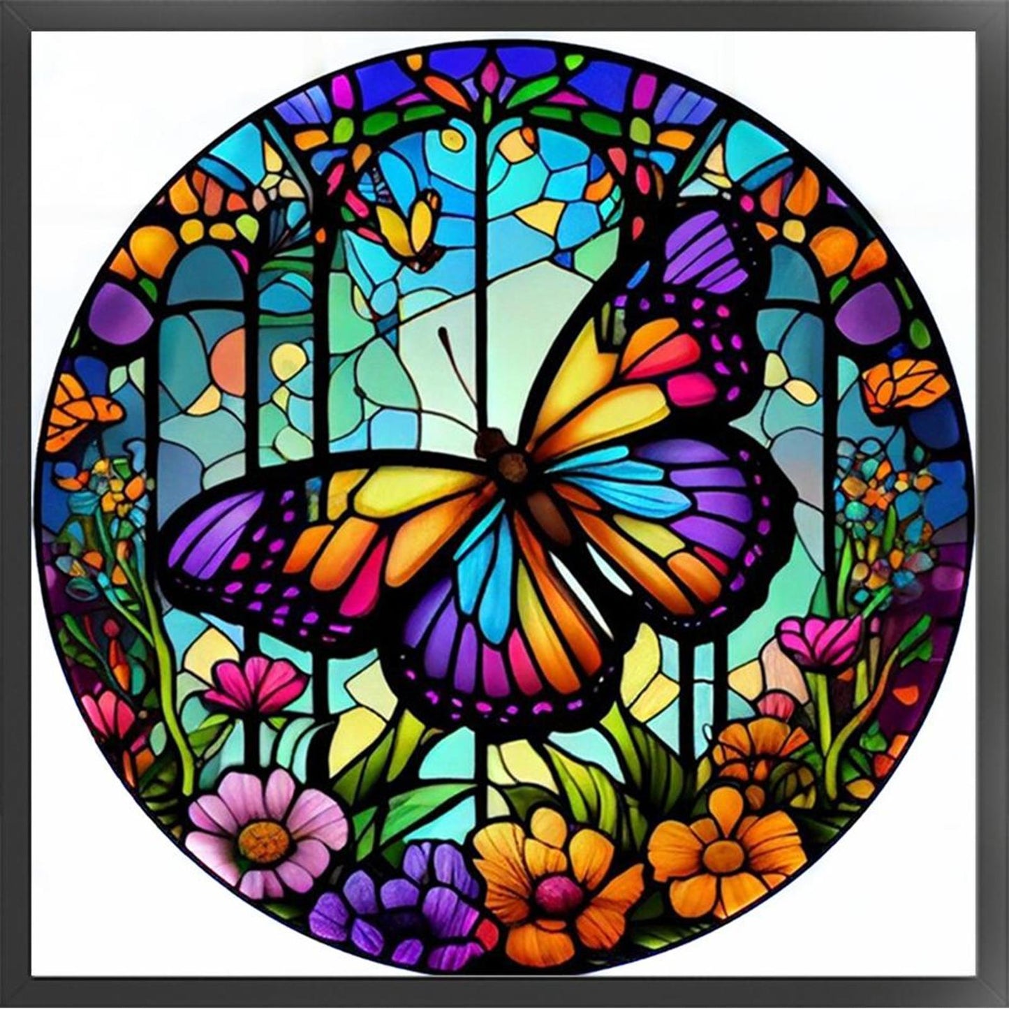 Glass Painting - Butterfly - Full 14CT Counted Cross Stitch 40x40CM - Huacan