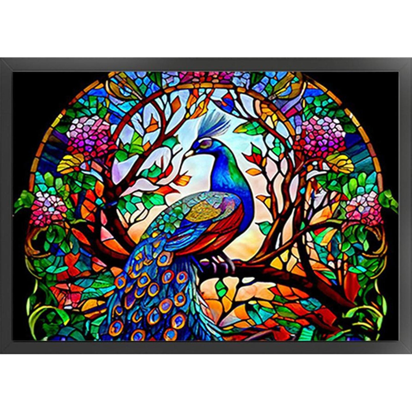 Glass Painting - Peacock - Full 14CT Counted Cross Stitch 55x40CM - Huacan