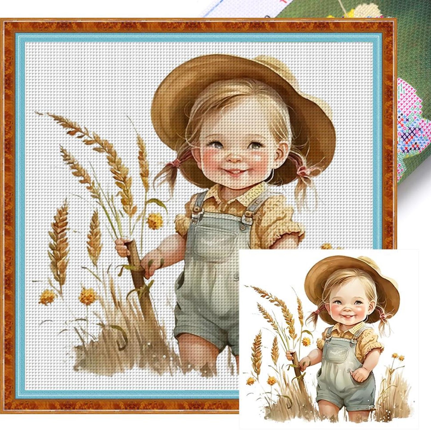 Farm Baby - Full 18CT Stamped Cross Stitch 25x25CM - Huacan