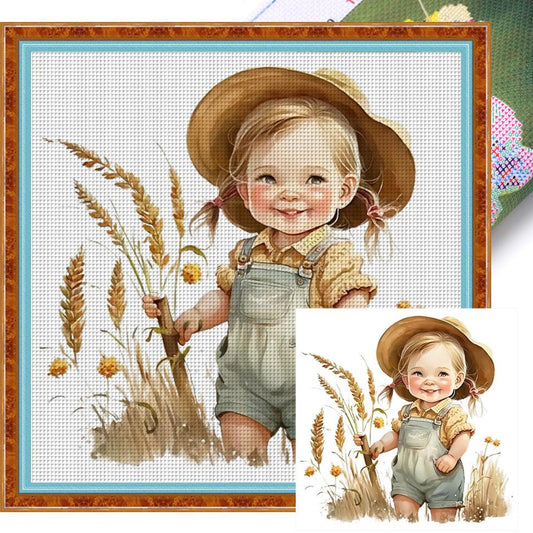 Farm Baby - Full 18CT Stamped Cross Stitch 25x25CM - Huacan