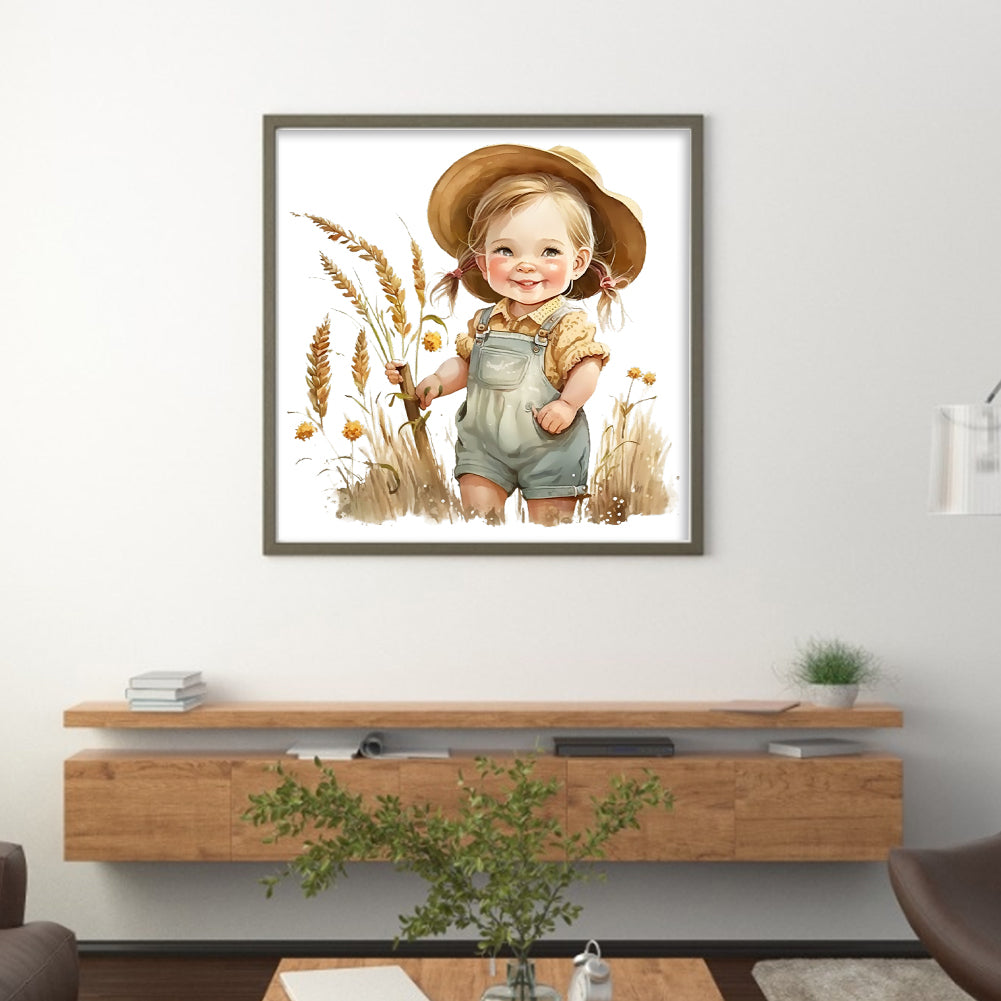 Farm Baby - Full 18CT Stamped Cross Stitch 25x25CM - Huacan