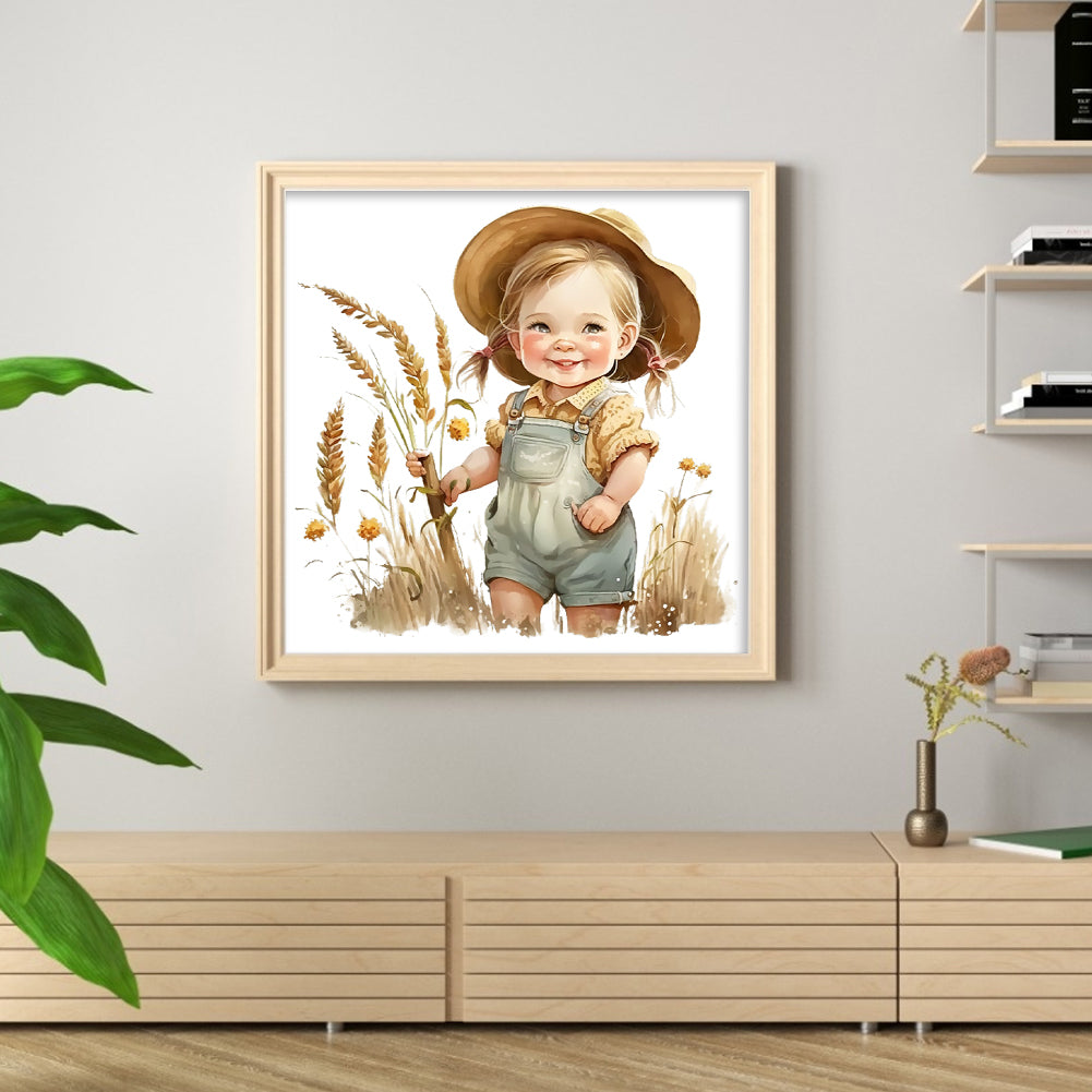 Farm Baby - Full 18CT Stamped Cross Stitch 25x25CM - Huacan