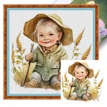 Load image into Gallery viewer, Huancan - Farm Baby - 25*25CM 18CT 2 Stamped Cross Stitch
