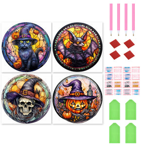 4PCS Horror Halloween 30*30CM(Canvas) Full Round Drill Diamond Painting