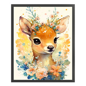 Huancan - Flowers And Deer - 40*50CM 11CT 3 Stamped Cross Stitch