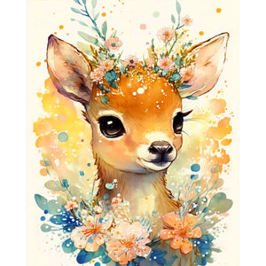Huancan - Flowers And Deer - 40*50CM 11CT 3 Stamped Cross Stitch
