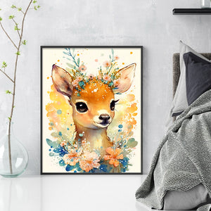 Huancan - Flowers And Deer - 40*50CM 11CT 3 Stamped Cross Stitch