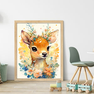 Huancan - Flowers And Deer - 40*50CM 11CT 3 Stamped Cross Stitch