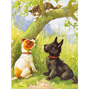 2PCS Dog, Cat, And Pig 30*40CM(Canvas) Full Round Drill Diamond Painting