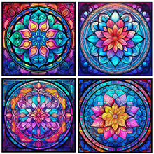 Load image into Gallery viewer, 4PCS Mandala Glass Painting 30*30CM(Canvas) Full Round Drill Diamond Painting
