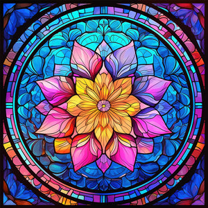 4PCS Mandala Glass Painting 30*30CM(Canvas) Full Round Drill Diamond Painting