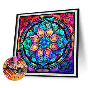 4PCS Mandala Glass Painting 30*30CM(Canvas) Full Round Drill Diamond Painting