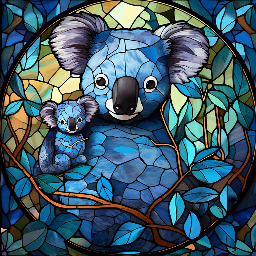 Koala Glass Painting 40*40CM(Canvas) Full Round Drill Diamond Painting