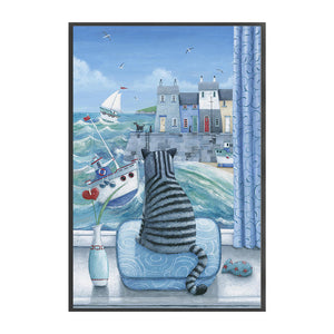 Yishu - Cat Looking Out The Window - 50*75CM 11CT 3 Stamped Cross Stitch