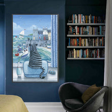 Load image into Gallery viewer, Yishu - Cat Looking Out The Window - 50*75CM 11CT 3 Stamped Cross Stitch
