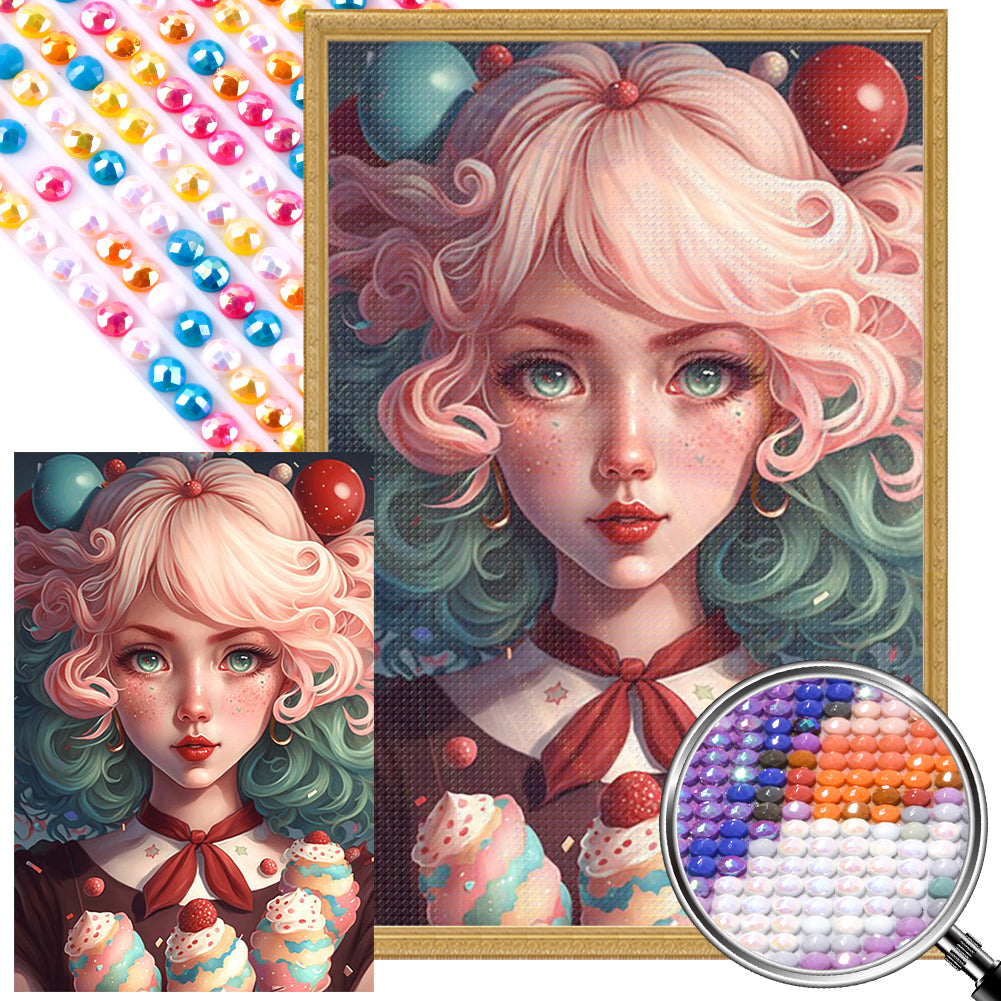 Ice Cream Girl 40*60CM(Picture) Full Round Drill Diamond Painting