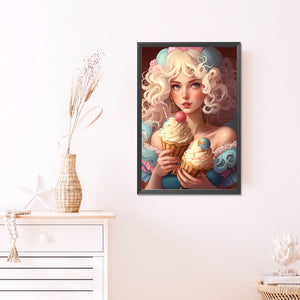 Ice Cream Girl 40*60CM(Picture) Full Round Drill Diamond Painting