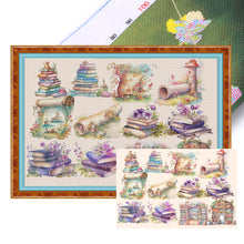 Load image into Gallery viewer, Yishu - Flowers And Book - 90*67CM 11CT 3 Stamped Cross Stitch
