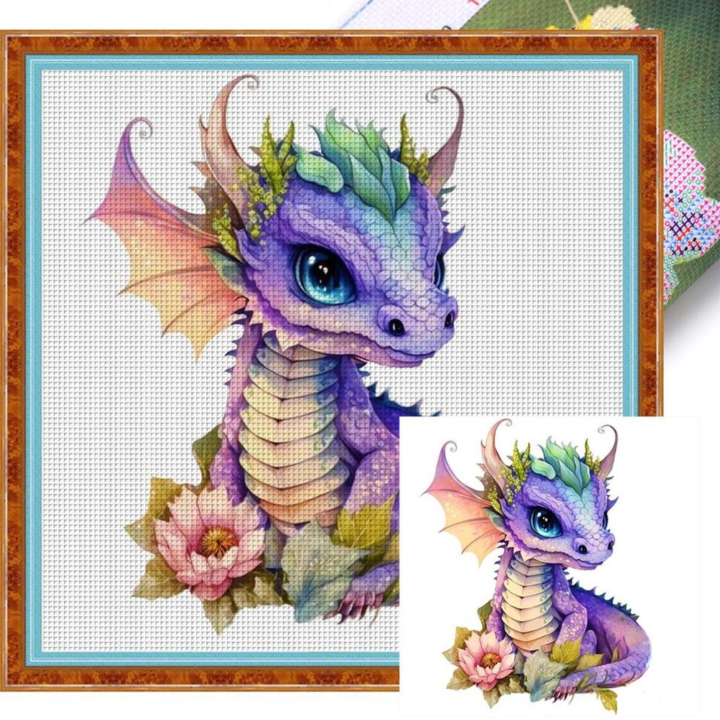 Pterosaur - Full 18CT Stamped Cross Stitch 20x20CM - Huacan