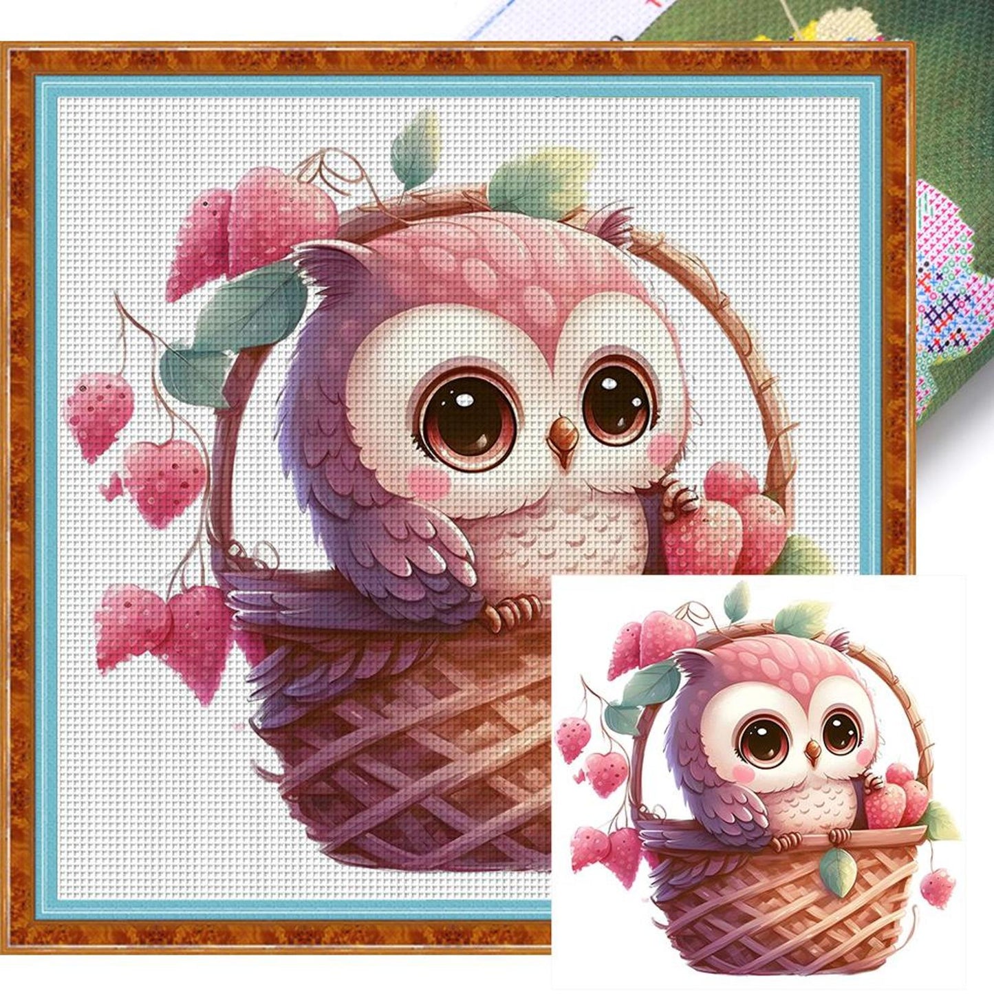 Owl - Full 18CT Stamped Cross Stitch 20x20CM - Huacan