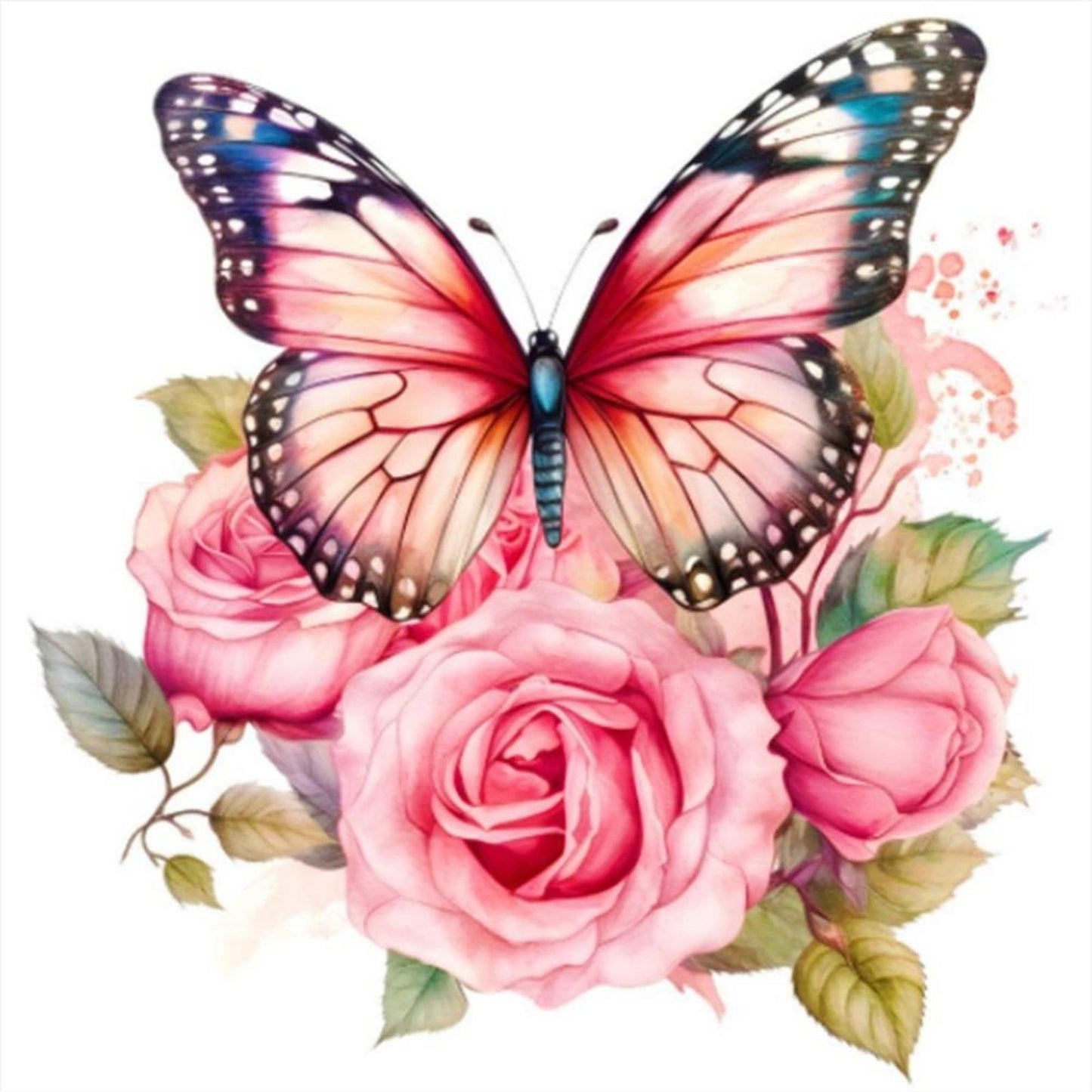 Butterfly - Full 18CT Stamped Cross Stitch 20x20CM - Huacan