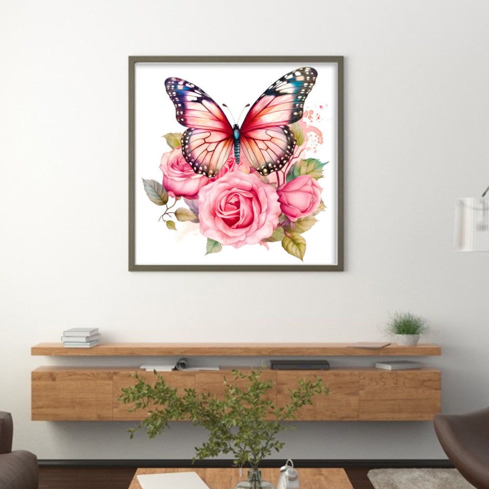 Butterfly - Full 18CT Stamped Cross Stitch 20x20CM - Huacan