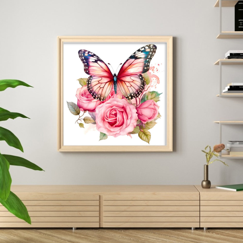 Butterfly - Full 18CT Stamped Cross Stitch 20x20CM - Huacan
