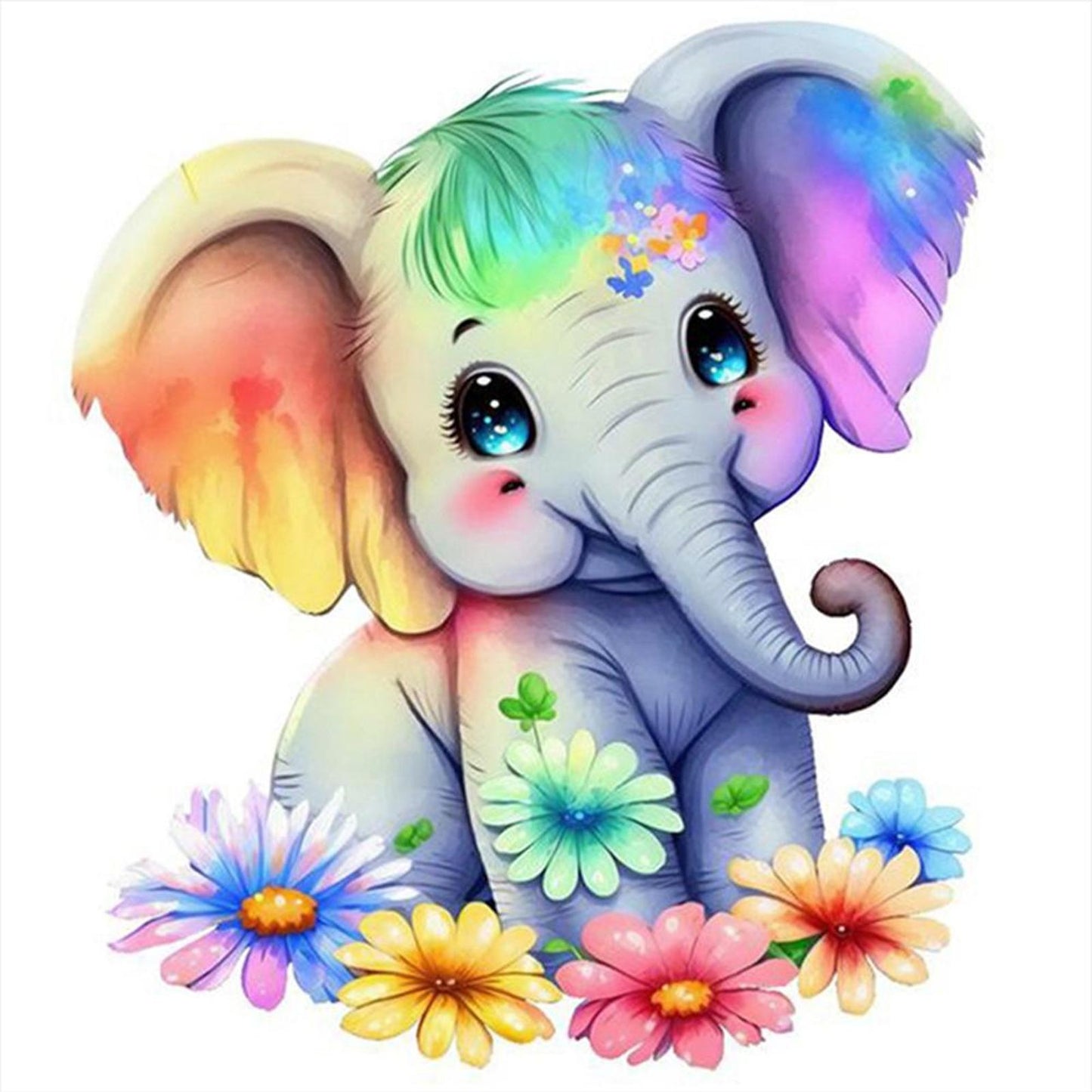 Elephant - Full 18CT Stamped Cross Stitch 20x20CM - Huacan