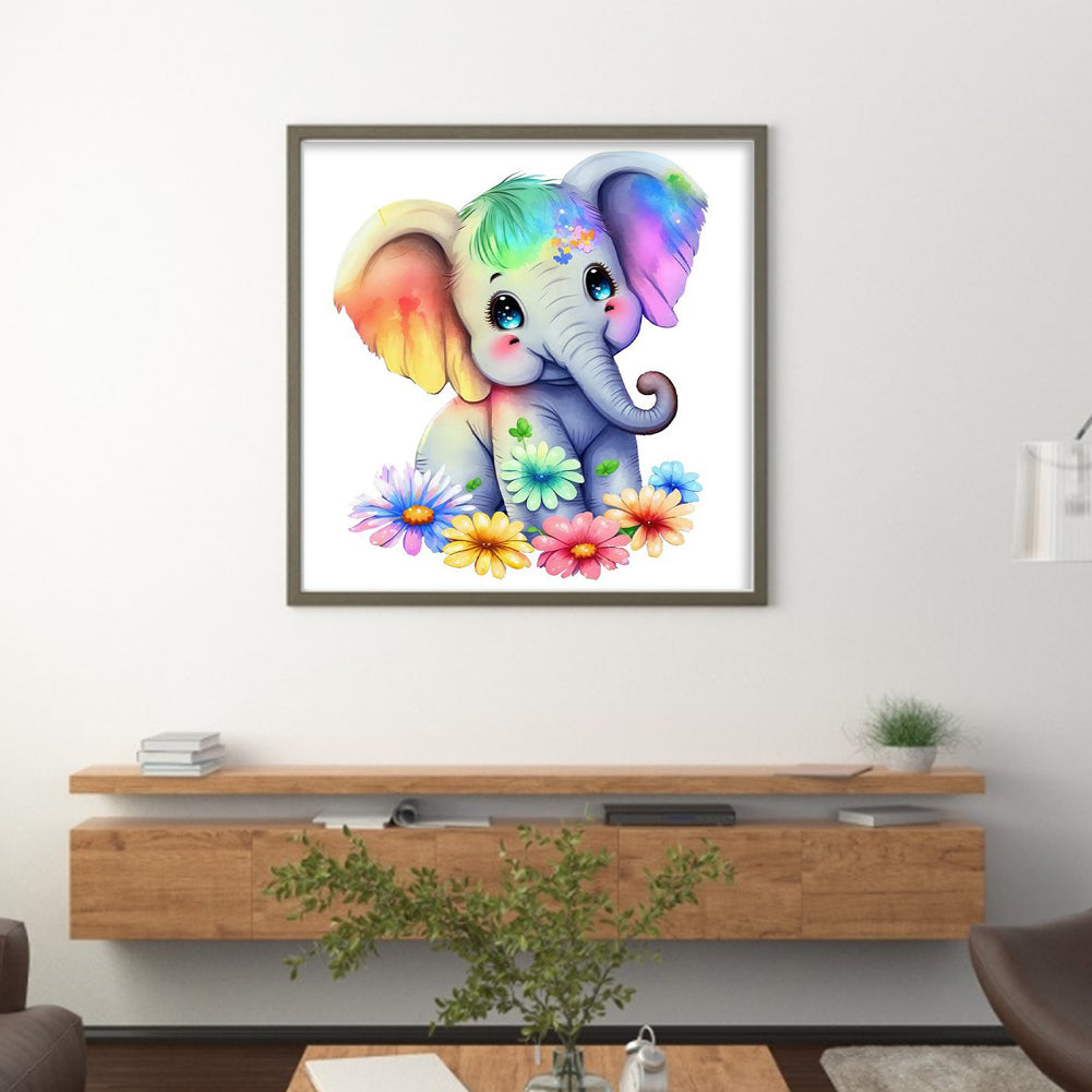 Elephant - Full 18CT Stamped Cross Stitch 20x20CM - Huacan