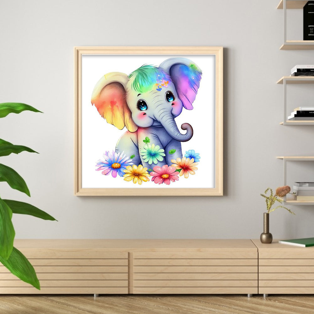 Elephant - Full 18CT Stamped Cross Stitch 20x20CM - Huacan