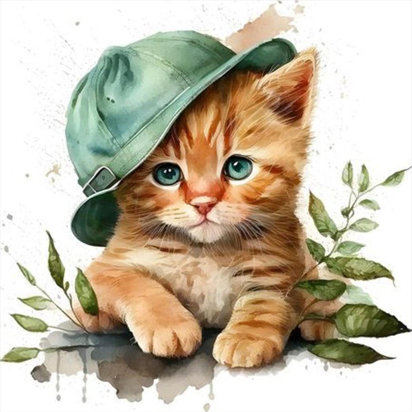 Cat - Full 18CT Stamped Cross Stitch 20x20CM - Huacan