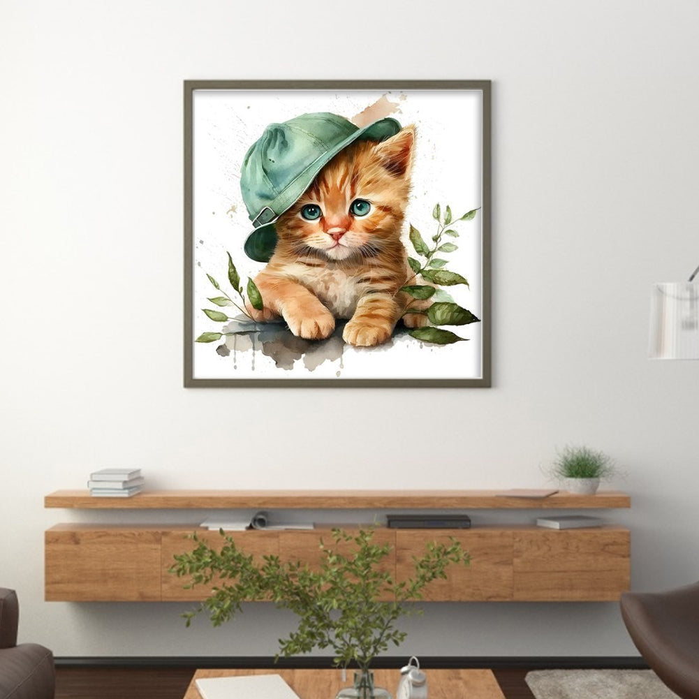 Cat - Full 18CT Stamped Cross Stitch 20x20CM - Huacan