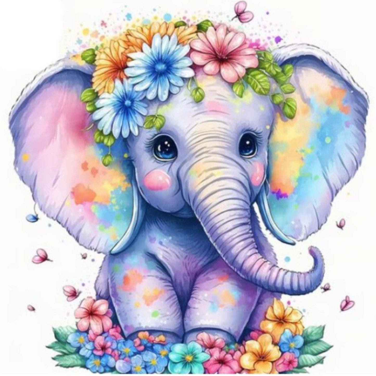 Elephant - Full 18CT Stamped Cross Stitch 20x20CM - Huacan